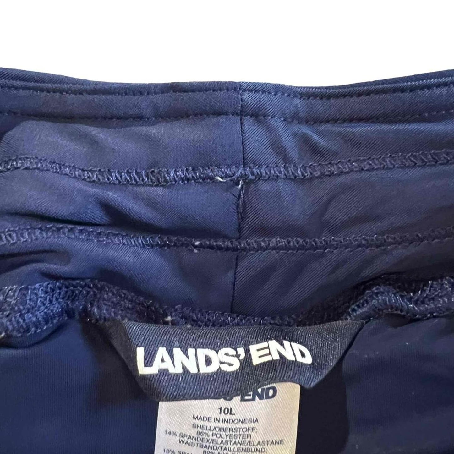 Lands' End Women's Navy Blue Athletic Knit Elastic Waistband Shorts Size 10L