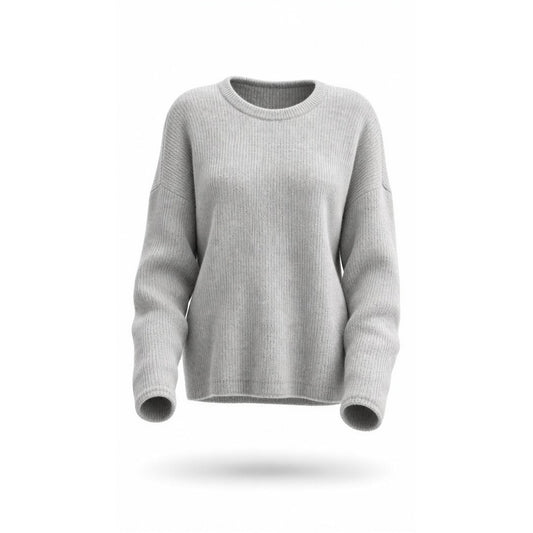 Athleta Sweater Womens Medium Wool Blend Gray Rib Knit Crew Neck Pullover