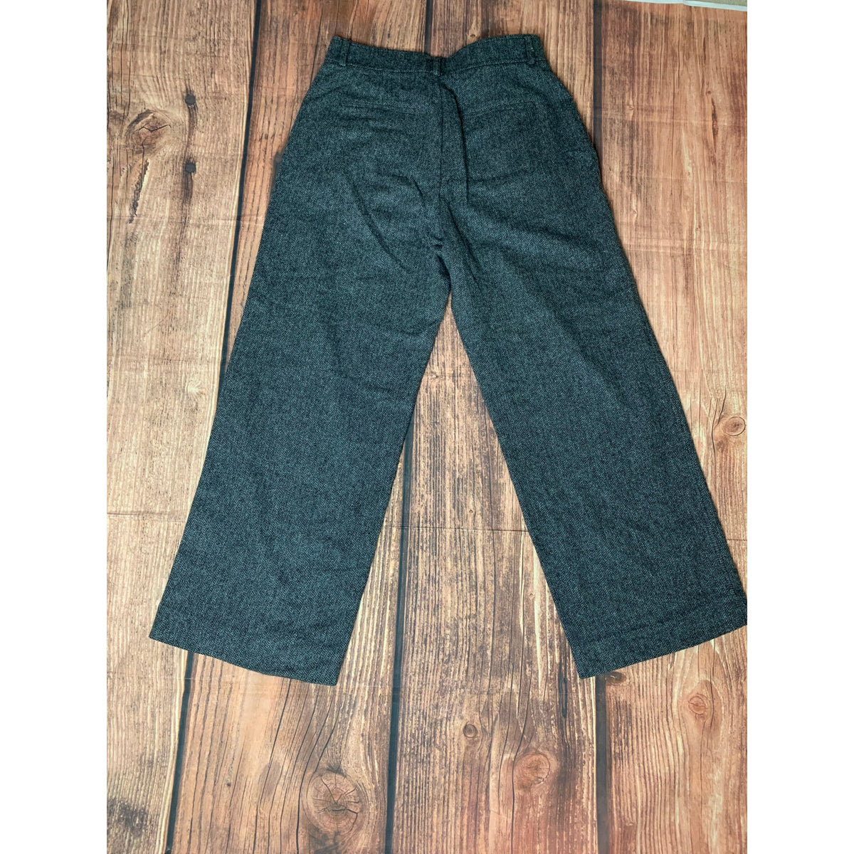 Everlane Pants Womens Size 12 Gray Herringbone High Rise Pleated Straight