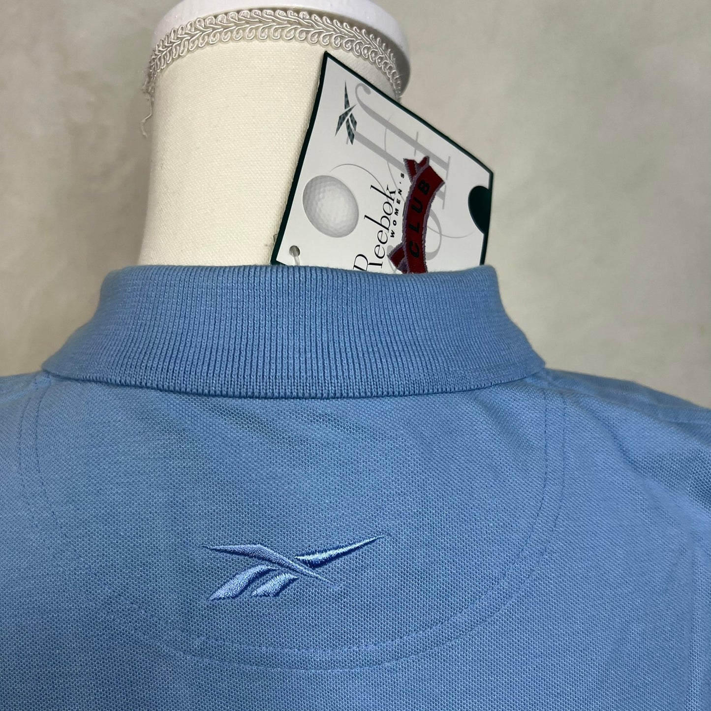 NWT Vintage Reebok Women's Club Size Large Blue Sleeveless Golf Polo Shirt