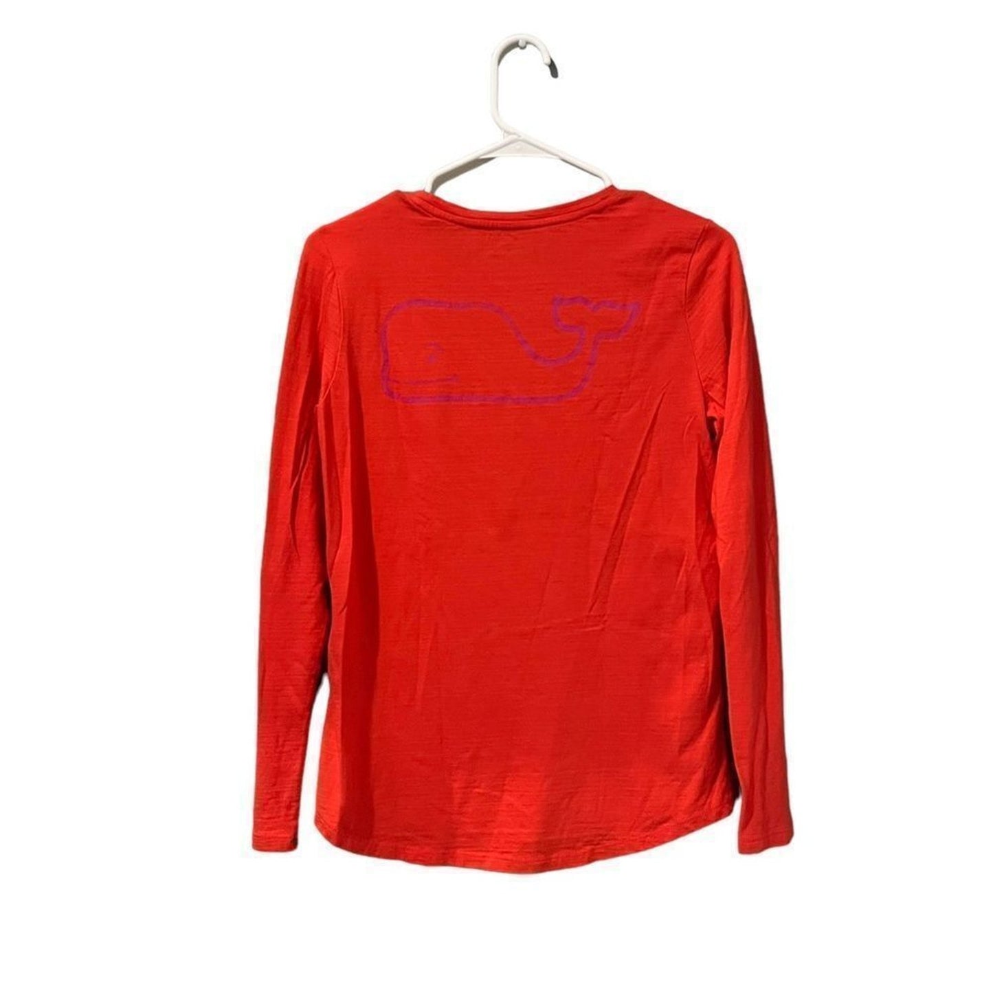 Vineyard Vines T-Shirt Womens XS Red Long Sleeve Crew Neck Whale Graphic