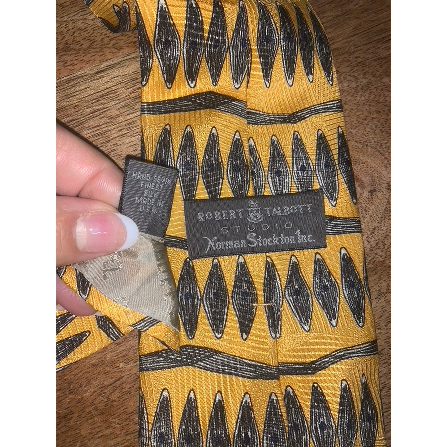 Robert Talbott Men's Yellow Silk Geometric Designer Tie