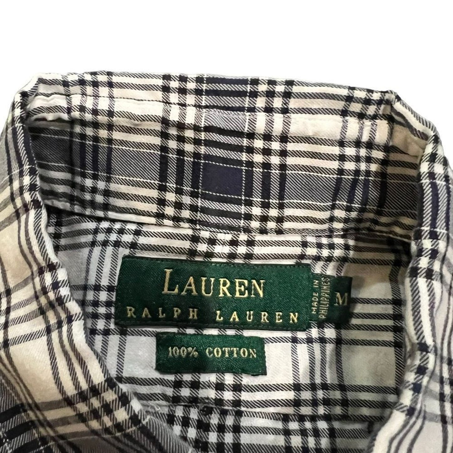 Lauren Ralph Lauren Shirt Mens Size Medium Black White Check Plaid Button Up