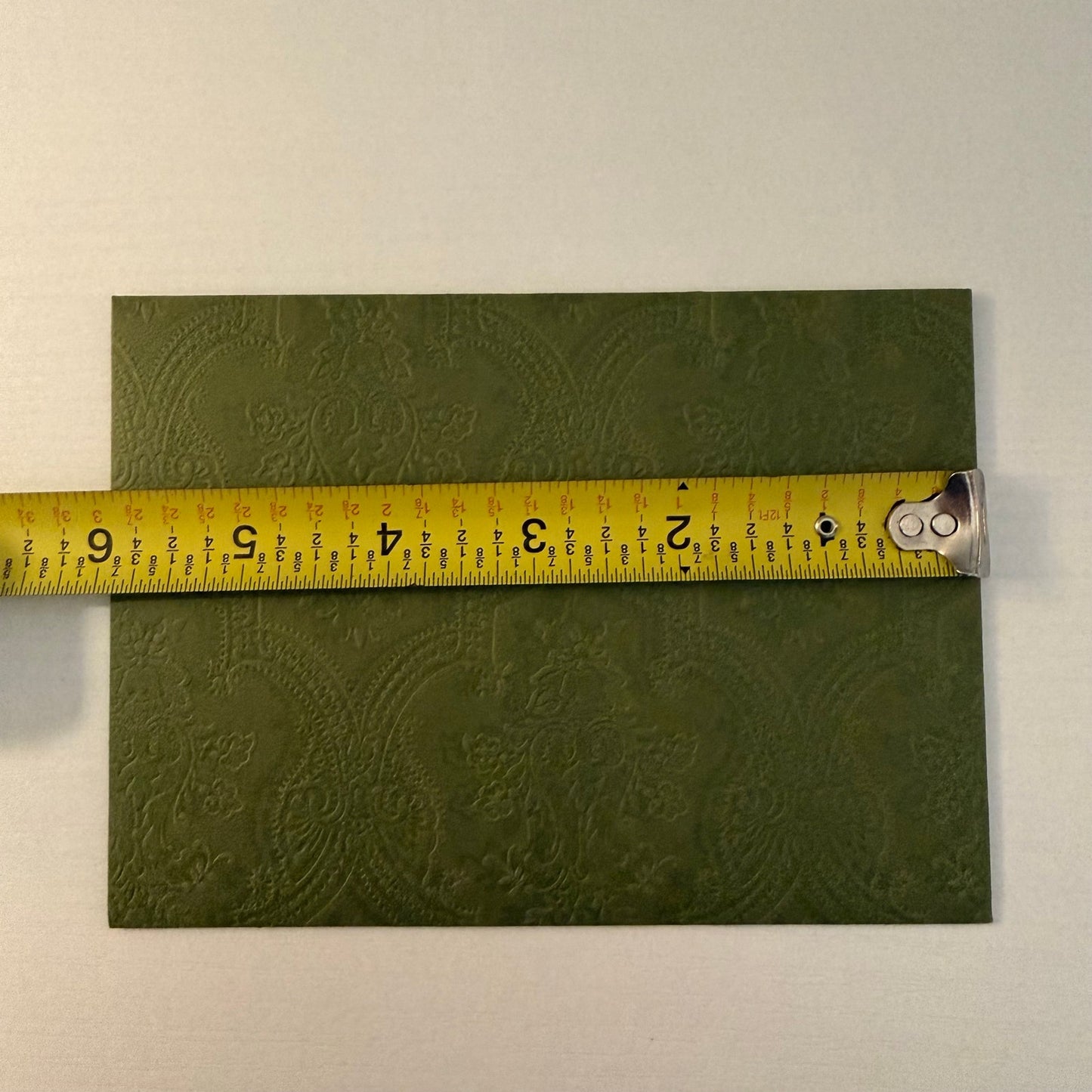 Gucci Envelope Gift Card Holder Olive Green Embossed Floral GUCCI Logo
