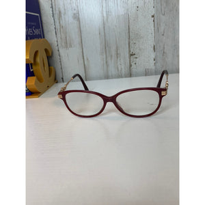 Jimmy Choo Prescription Eyeglasses Womens Burgundy Cat Eye Frames Gold Tone Pearl