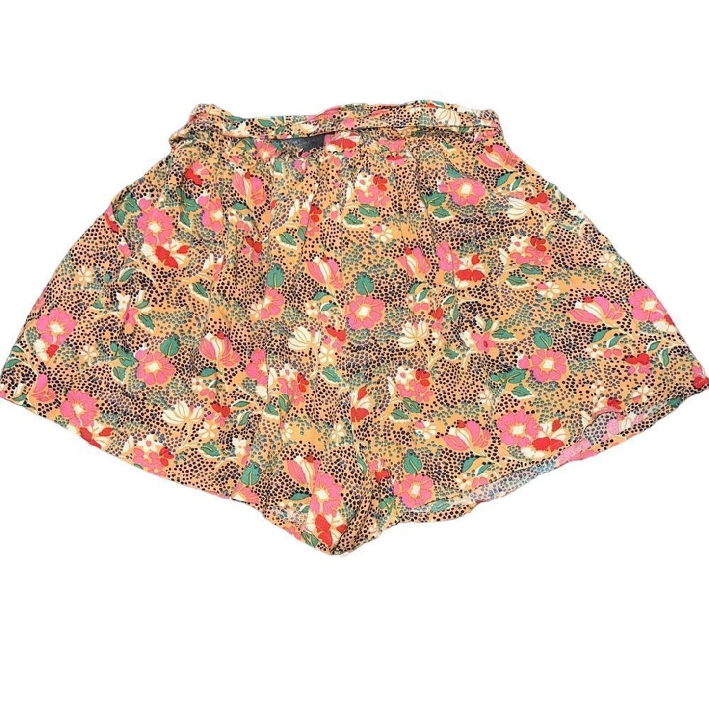 NWT American Eagle Mustard Yellow Floral Paperbag Tie Waist Shorts Size XS