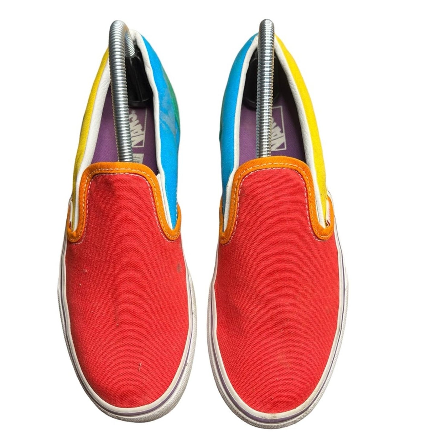 Vans Classic Slip-On Rainbow Color Block Low Top Shoes- Youth 6.5/ Women's 8.0