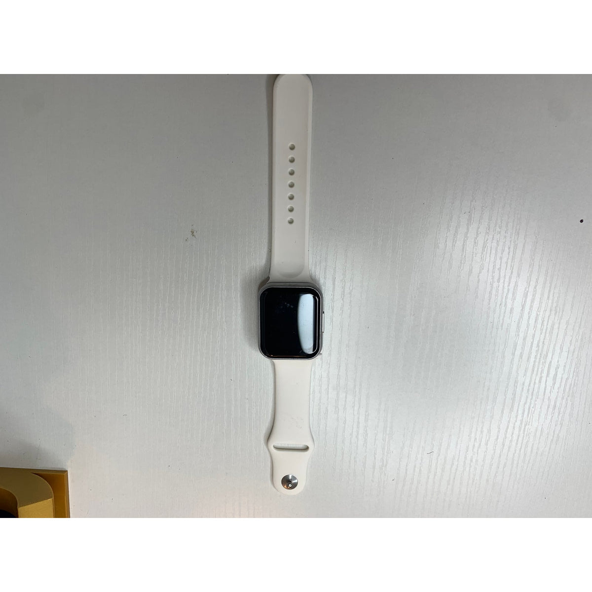 Smart Watch Heart Rate Sleep Monitor Square Silver Case White Silicone Band  NOT TESTED
