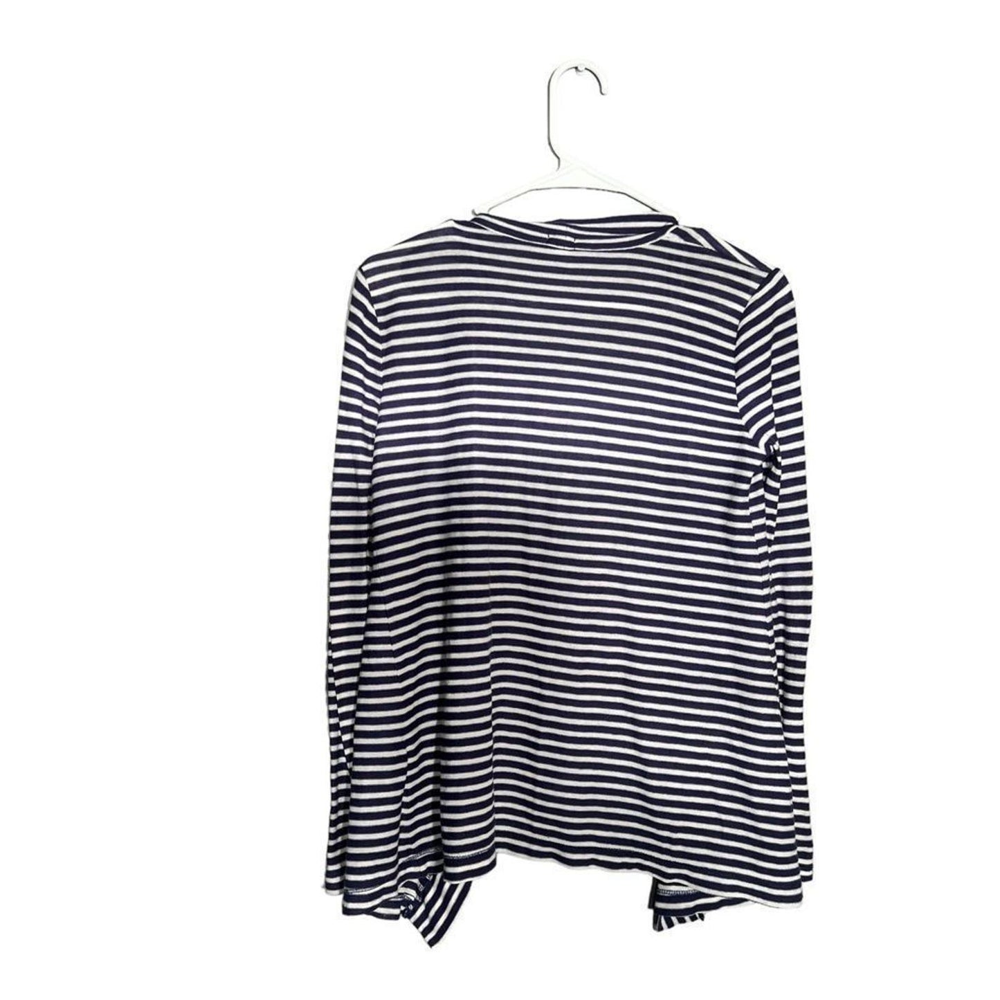 J. Crew Blue & White Striped Open Front/Flyaway Style Cardigan Lightweight