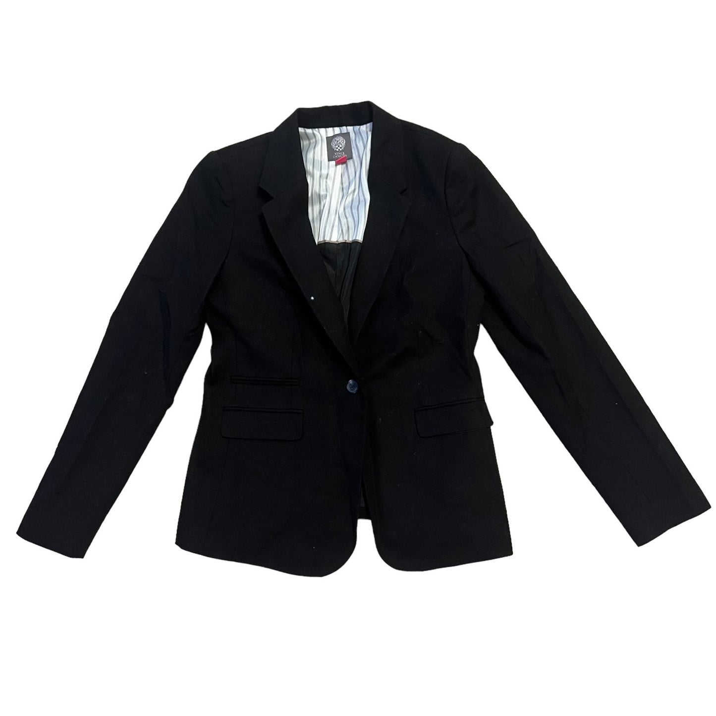 Vince Camuto Women's Black Wool Blazer Size 6 Business One-Button Notch Lapel