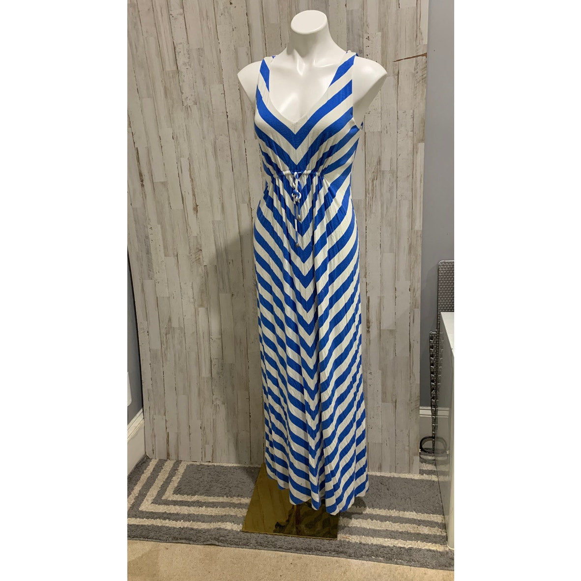 Tommy Bahama Maxi Dress Womens Small Blue & White Chevron