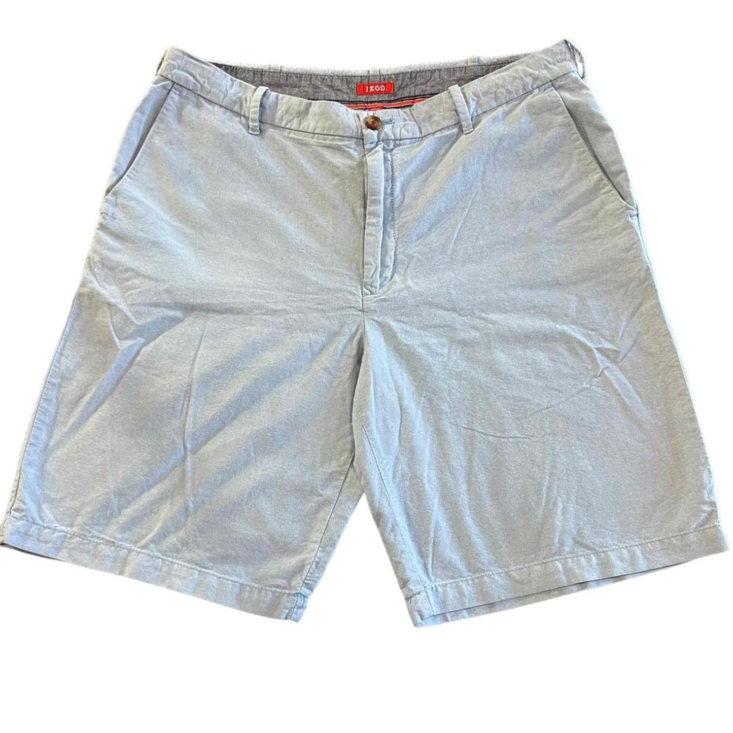 IZOD Chino Shorts Mens Waist 36 Light Blue Flat Front Casual Golf