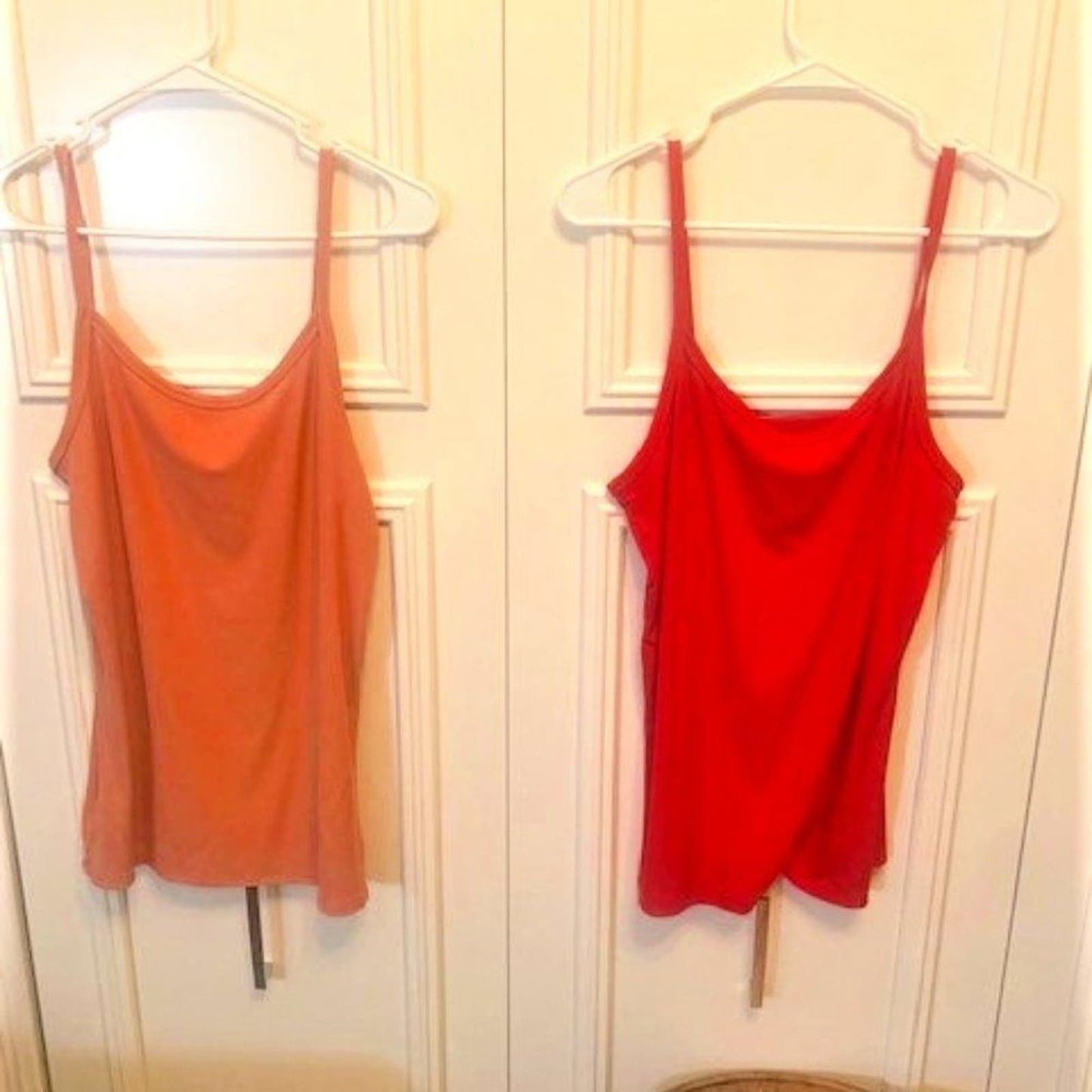 Set 2 No Boundaries red/salmon ribbed tank tops EUC