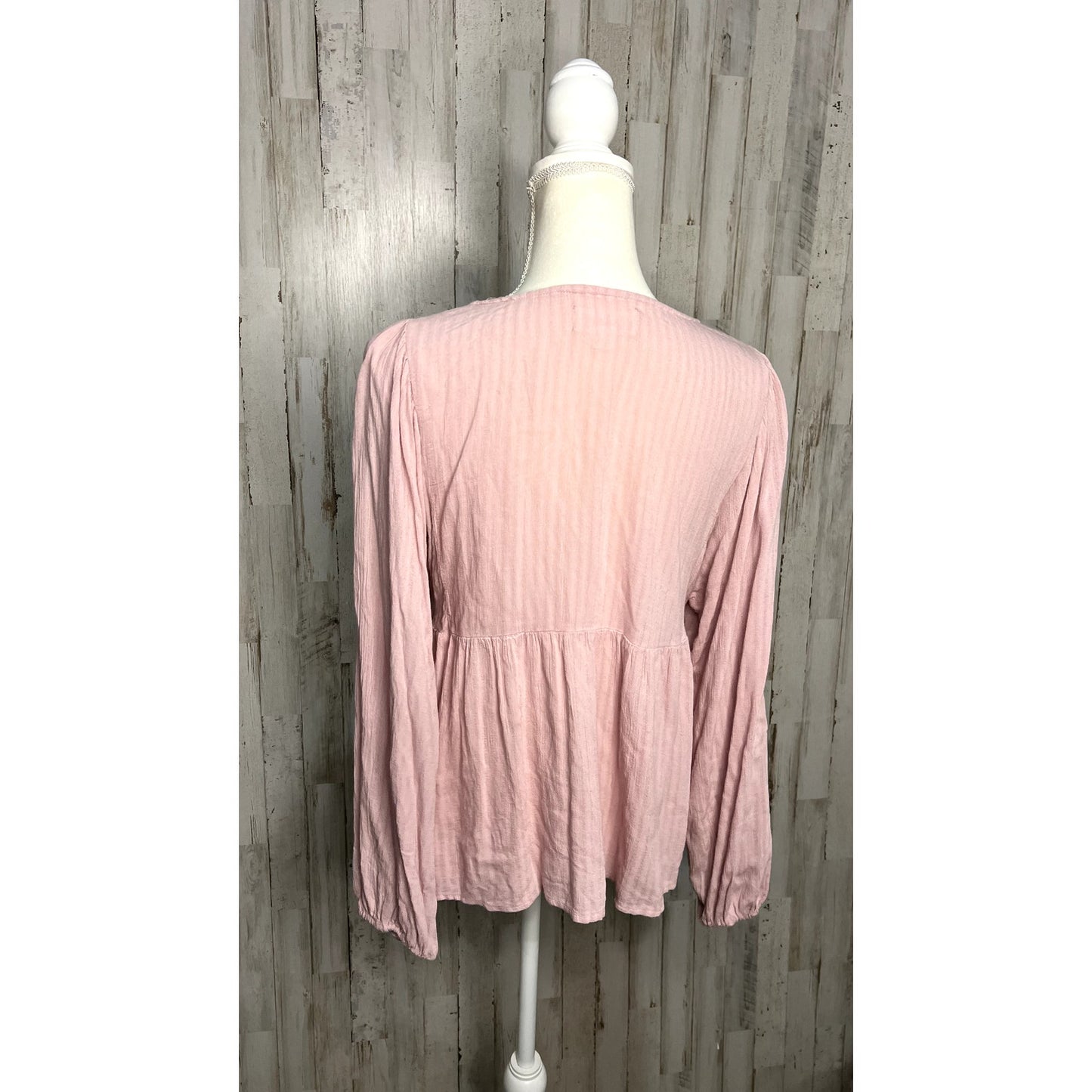 Velvet by Graham & Spencer Women's Pink Striped Peplum Blouse Size Small