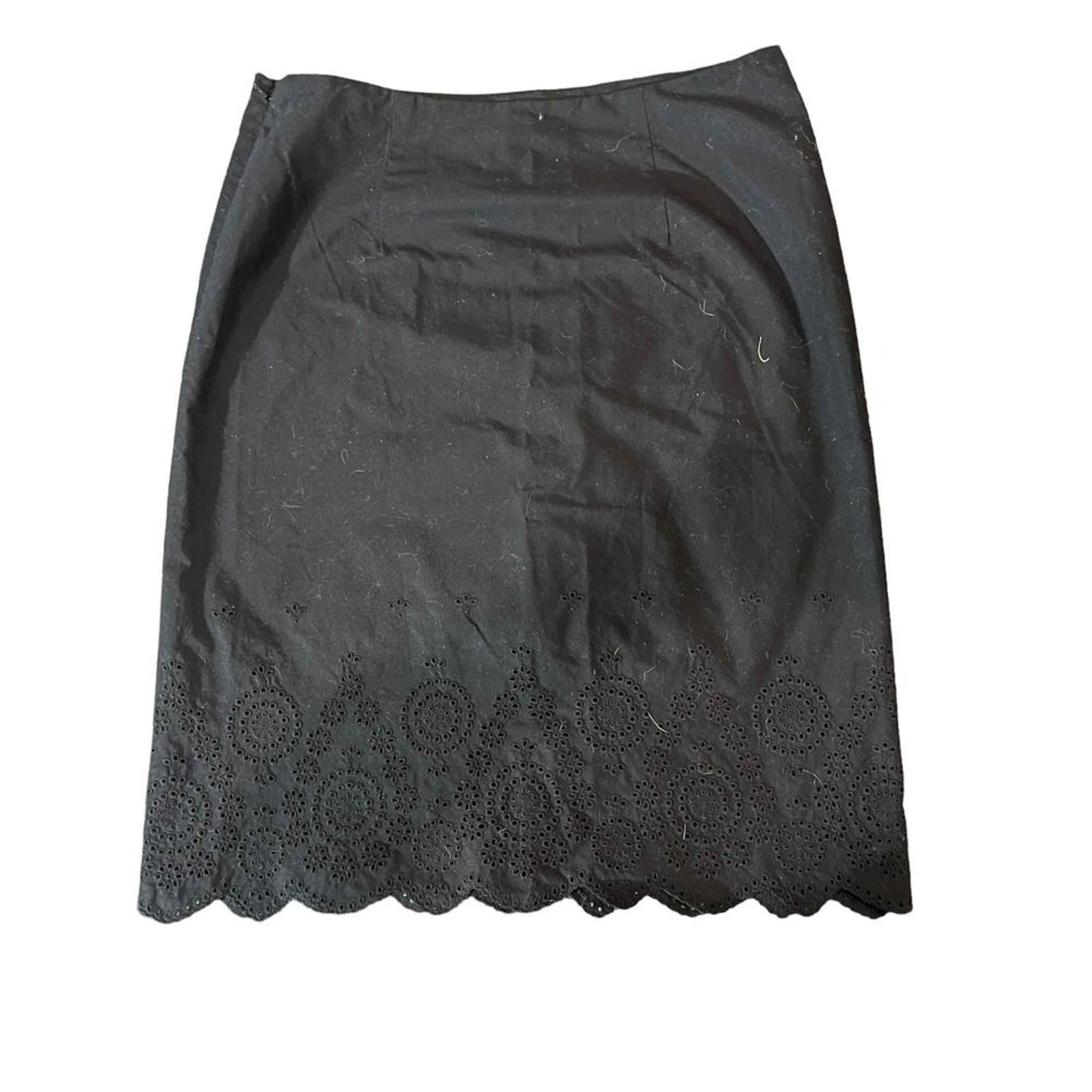 Banana Republic Skirt Womens Size 10 Black Eyelet Scallop Hem Knee Length