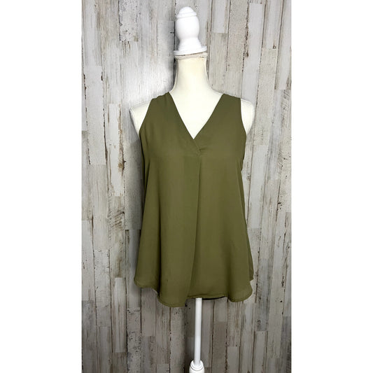 Banana Republic Women's Petite Sleeveless Blouse Olive Green Size Small