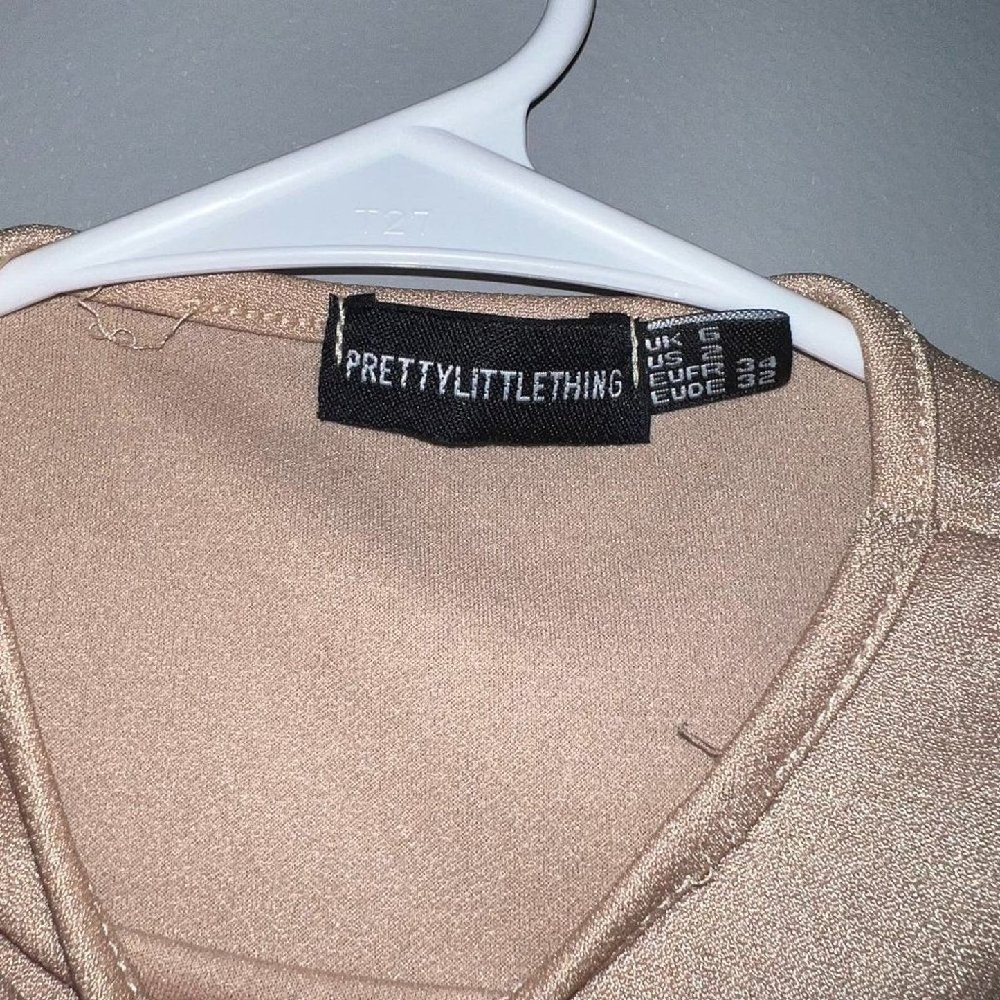 Pretty Little Thing Tan Fitted Top Size 2