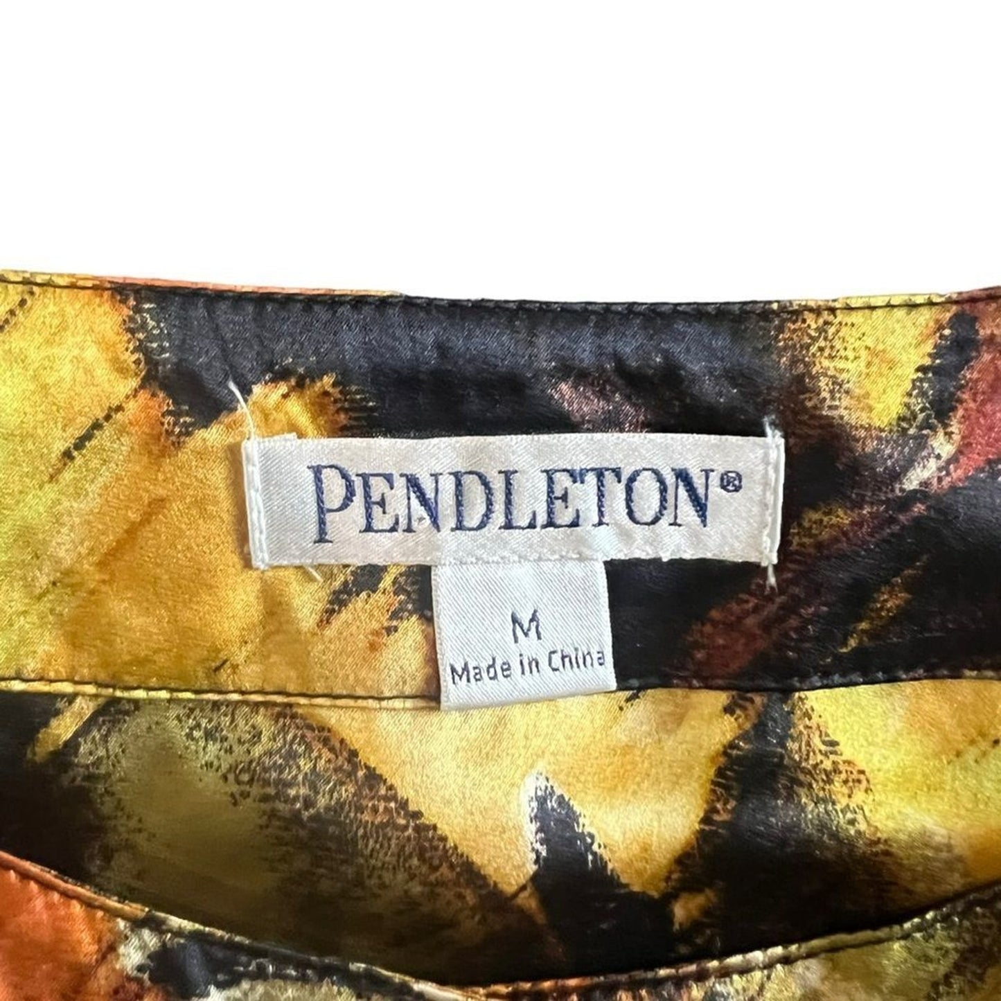 Pendleton Blouse Womens Medium Floral Button Front Silk Long Sleeve Top