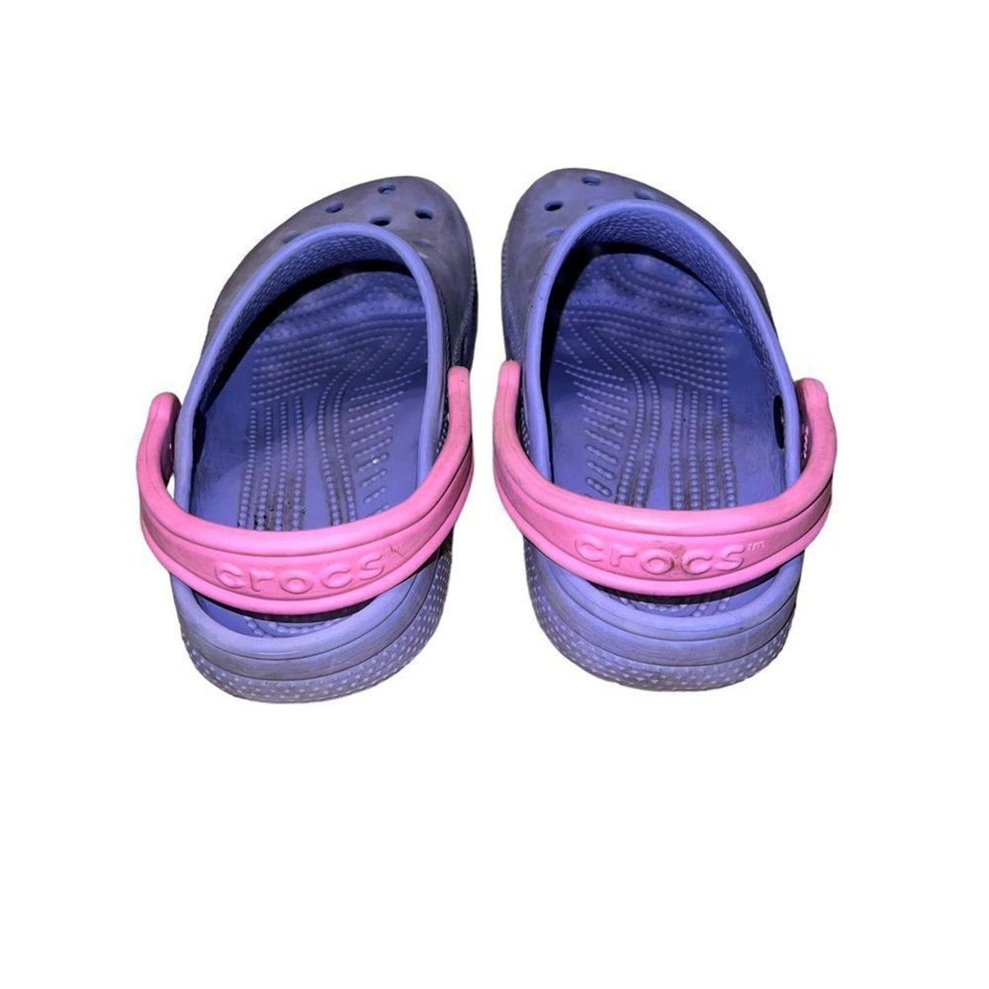 Purple Crocs with Pink Strap Size 4