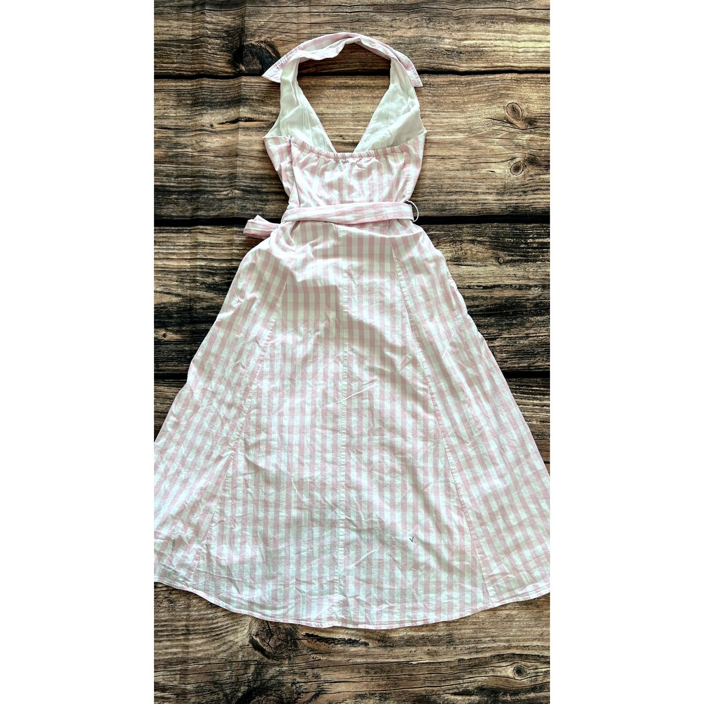 Boston Proper Women's Pink Gingham Halter Midi Dress Size 6 Casual