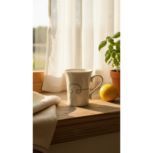Starbucks Coffee Mug Cup 8.5 fl oz White Gray Scroll 2016