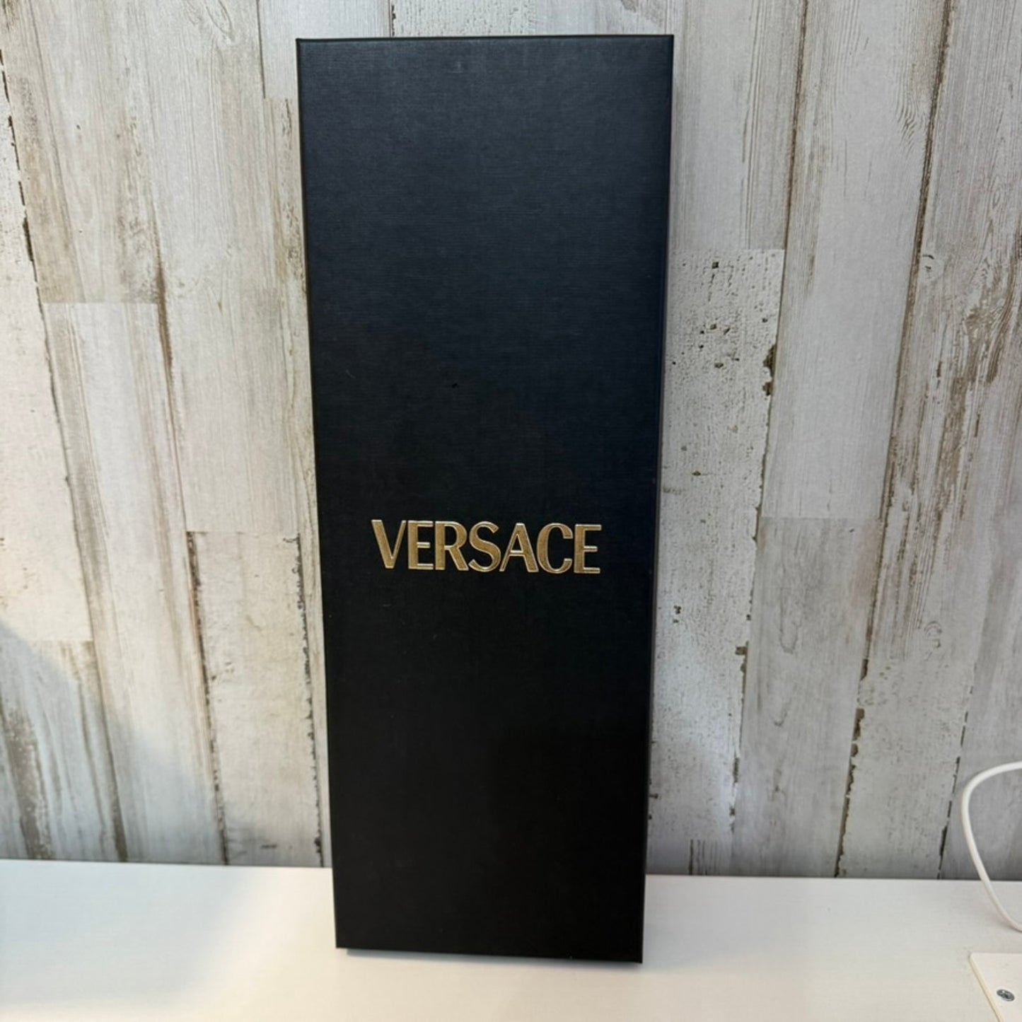 Versace Logo Presentation Gift Box with Lid Black & Gold Empty 16 x 6
