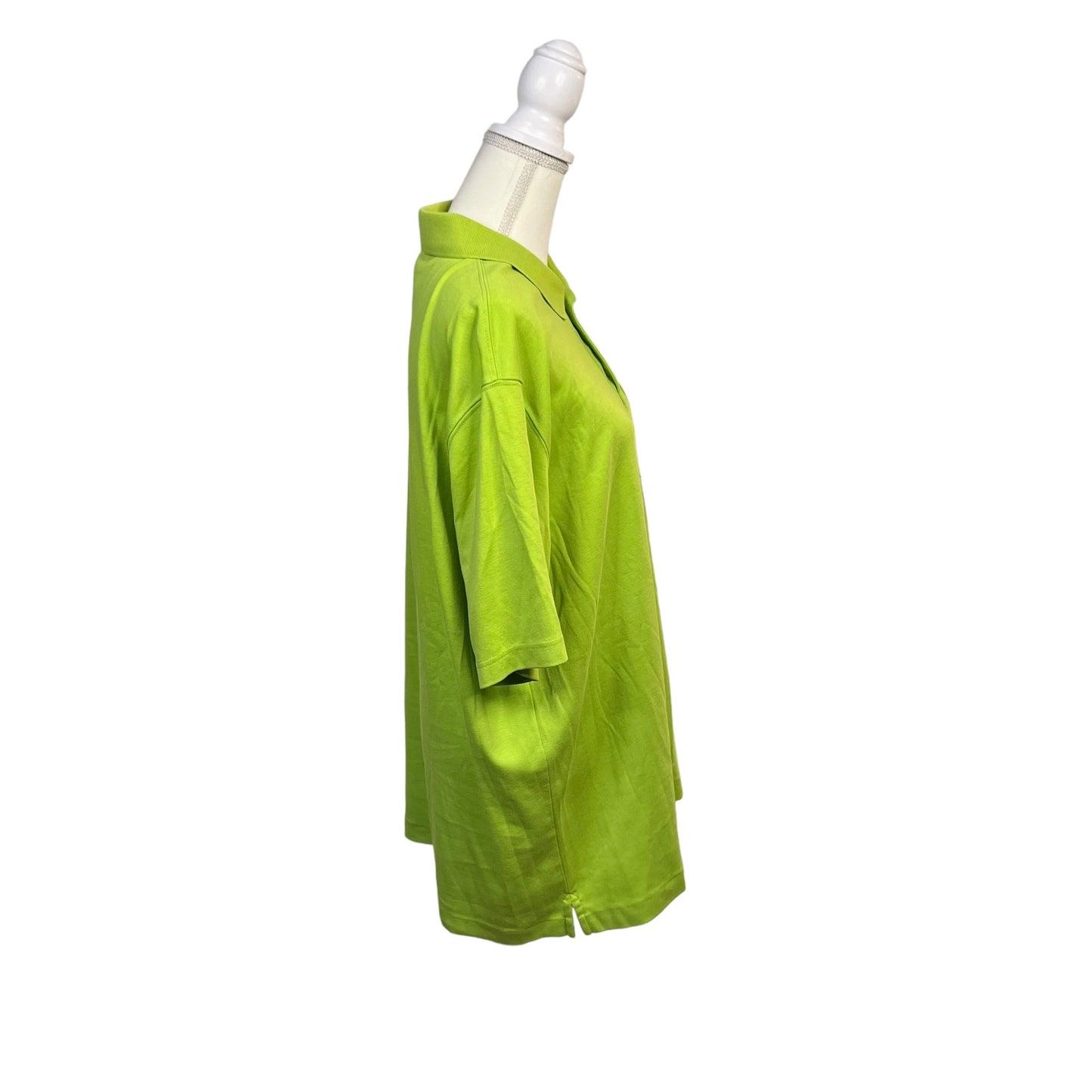 Lands' End Men's XL Pima Cotton Polo Shirt Safety Green Short Sleeve with Pocket