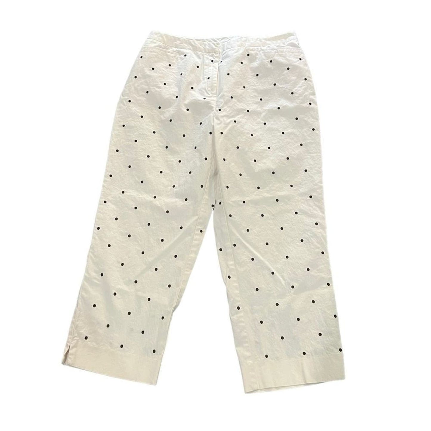 EP Pro Pants Women's 10 White Capri Golf Stretch Embroidered Polka Dot Pants