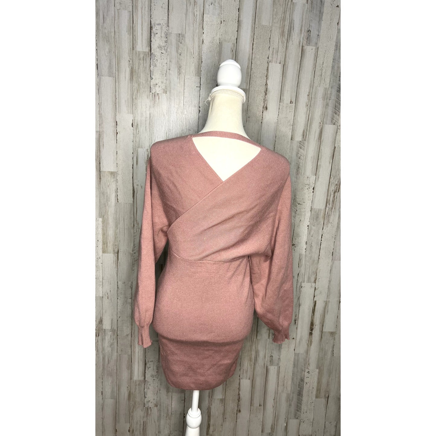 Fashion Nova Women's Mauve Sweater Mini Dress Off Shoulder Size Small