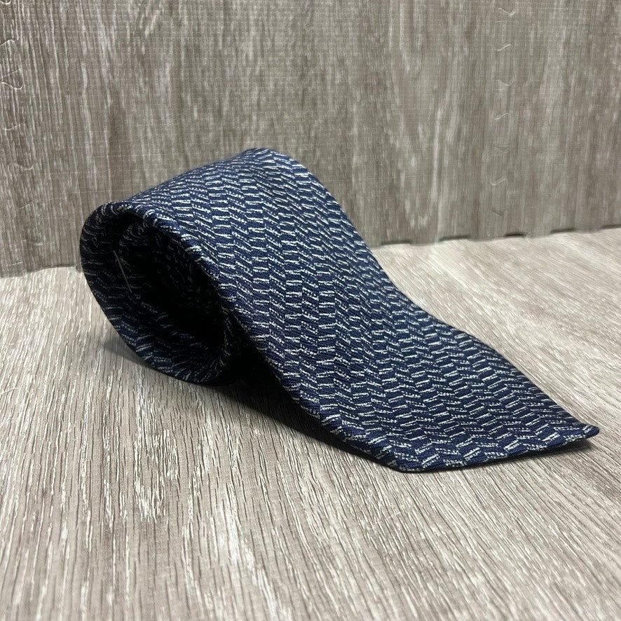 Armani Men's Blue Geometric Silk Tie Classic Length Designer Style