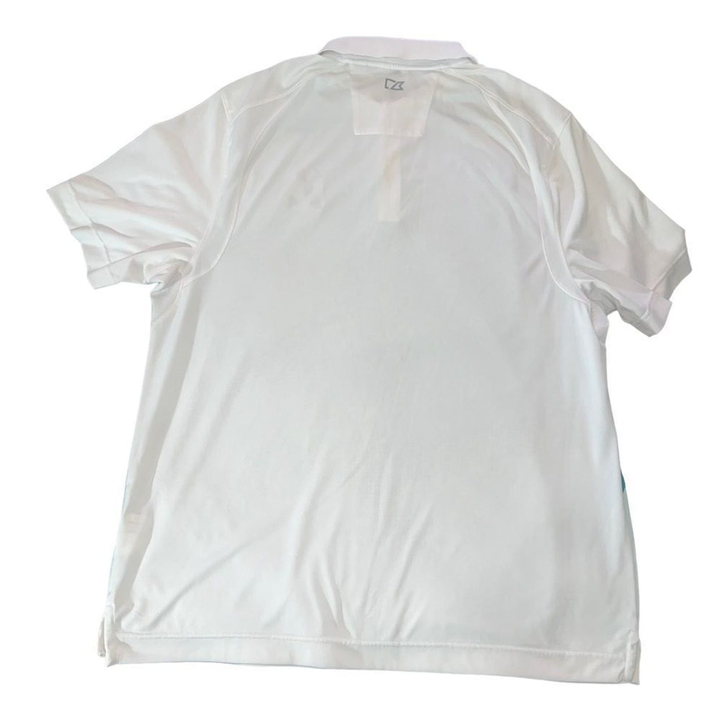 Cutter & Buck Men's Golf Polo Shirt XL White Aqua Abstract Print Short