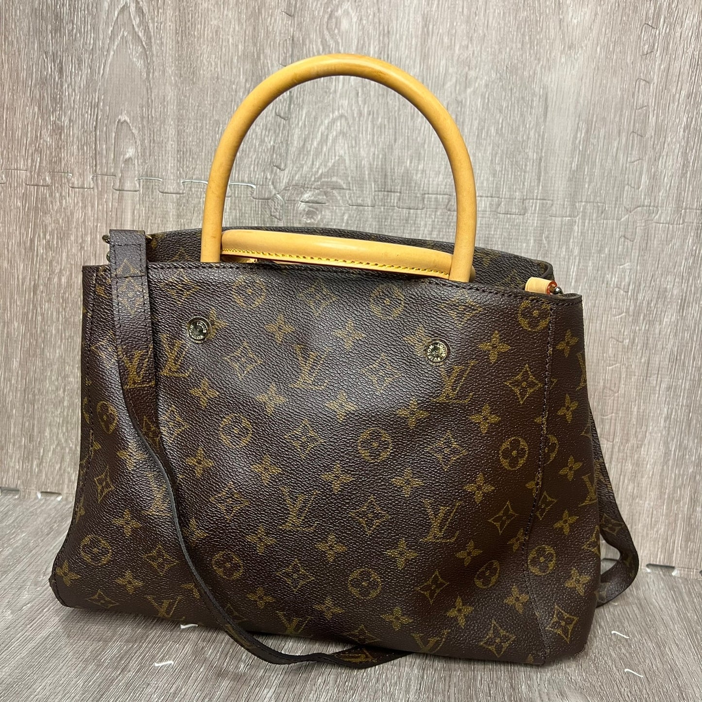 Authentic Louis Vuitton Monogram Montaigne MM 2Way Bag Hand Bag M41056