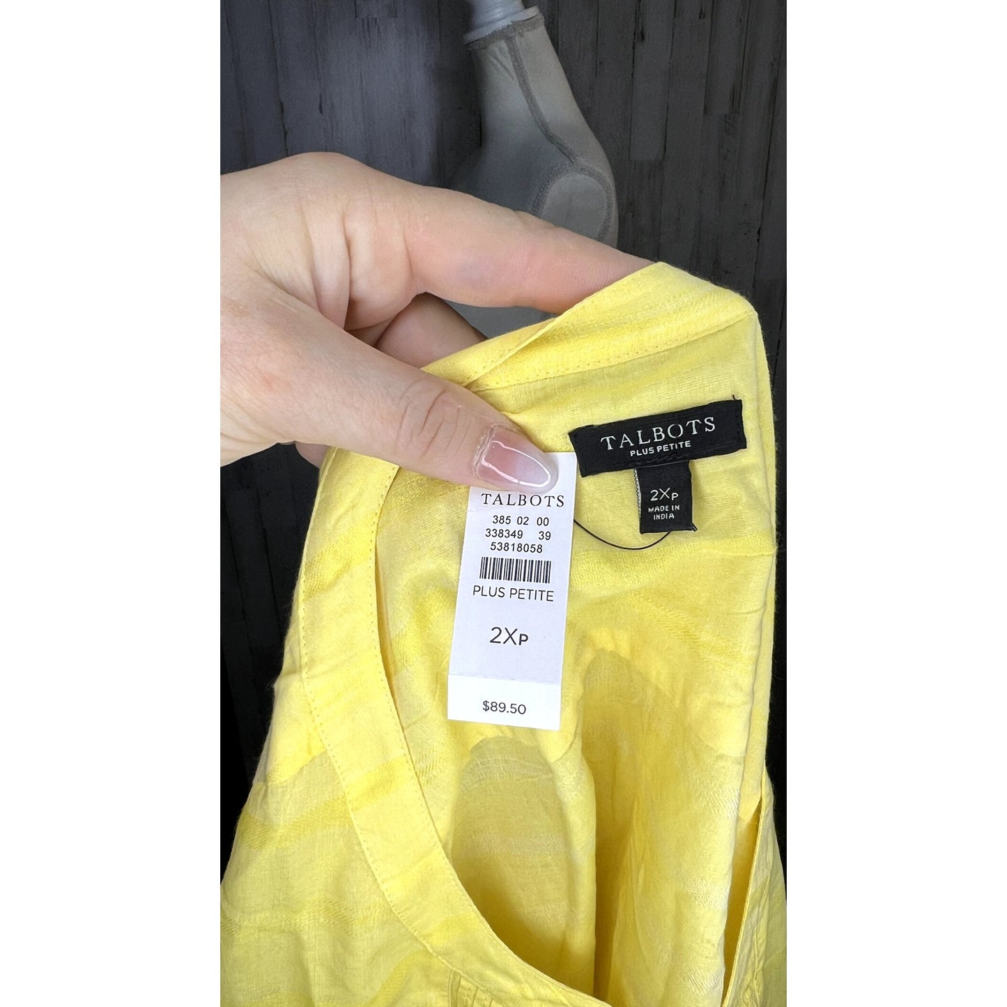 NWT Talbots Women's Plus 2XP Yellow 3/4 Sleeve Blouse Casual Spring Top