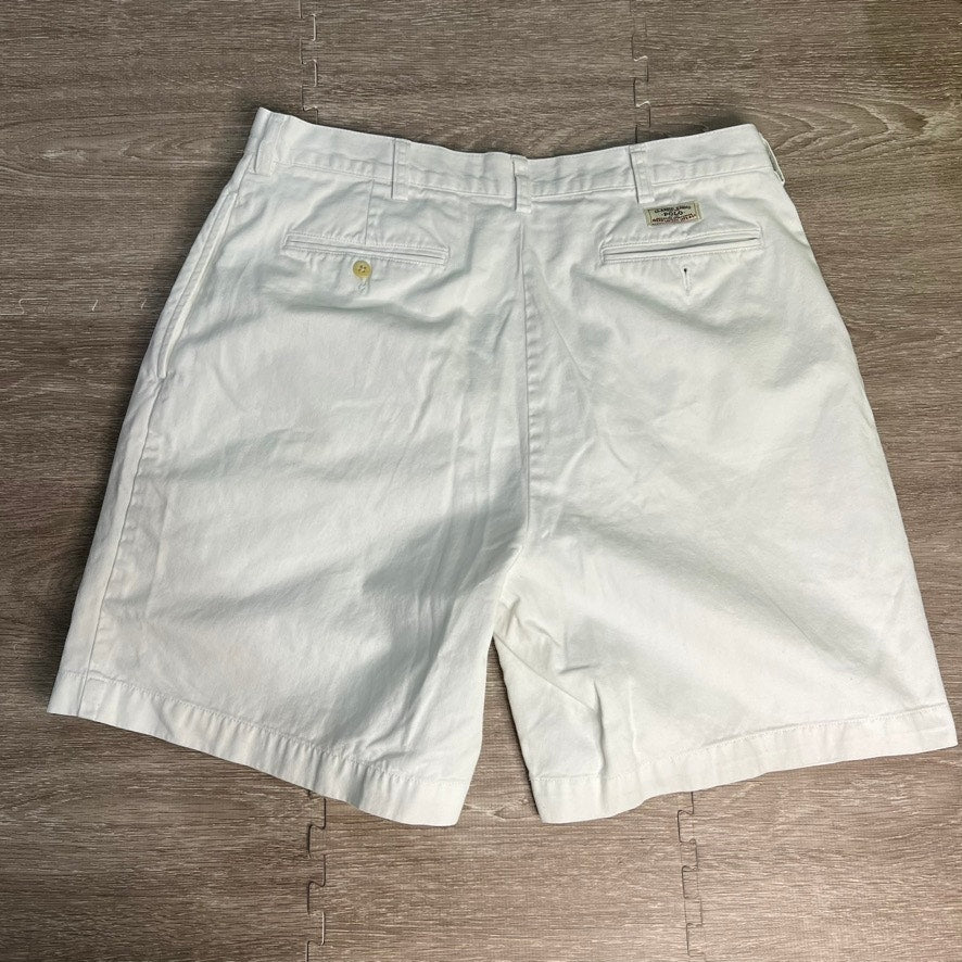 Ralph Lauren Men's Chino Shorts Size 36 White Pleated Casual