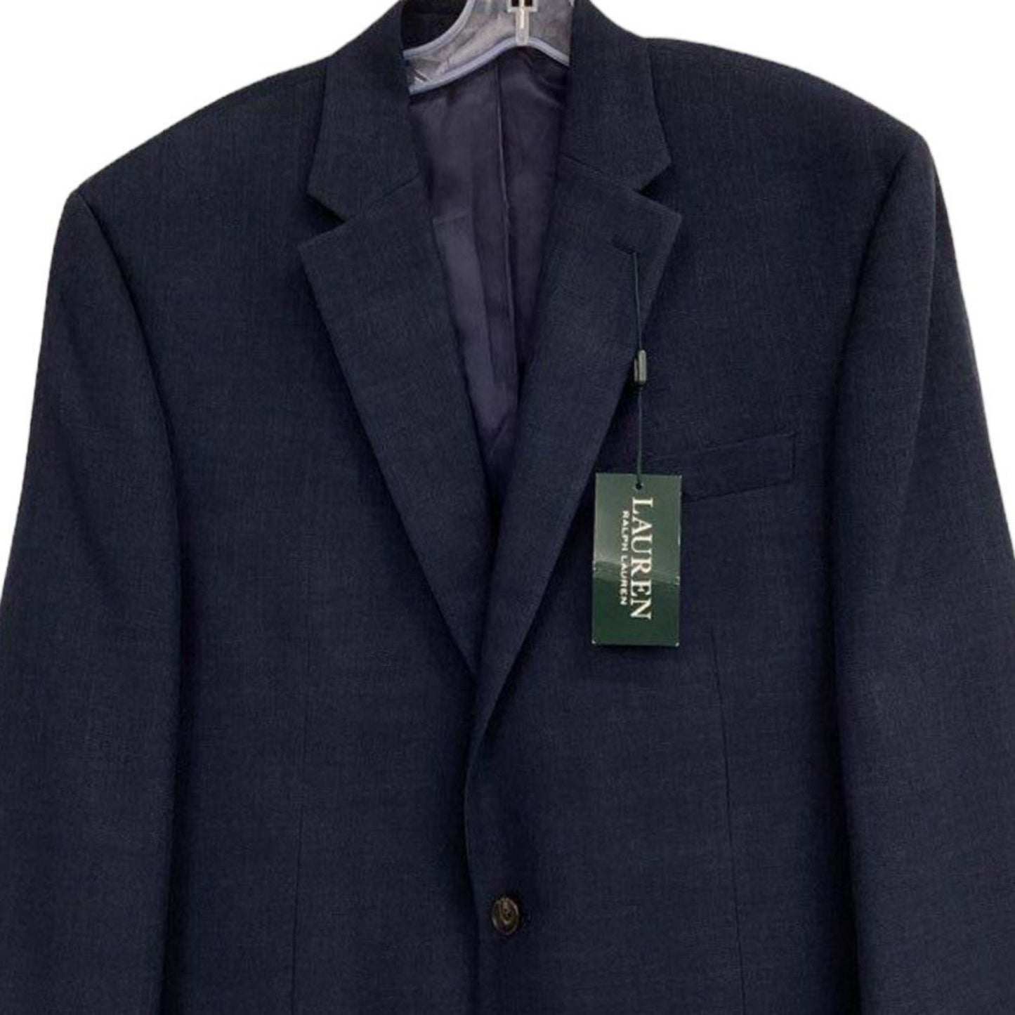 NWT Lauren Ralph Lauren Sport Coat Blazer Mens 46L Navy Solid 2-Button Long