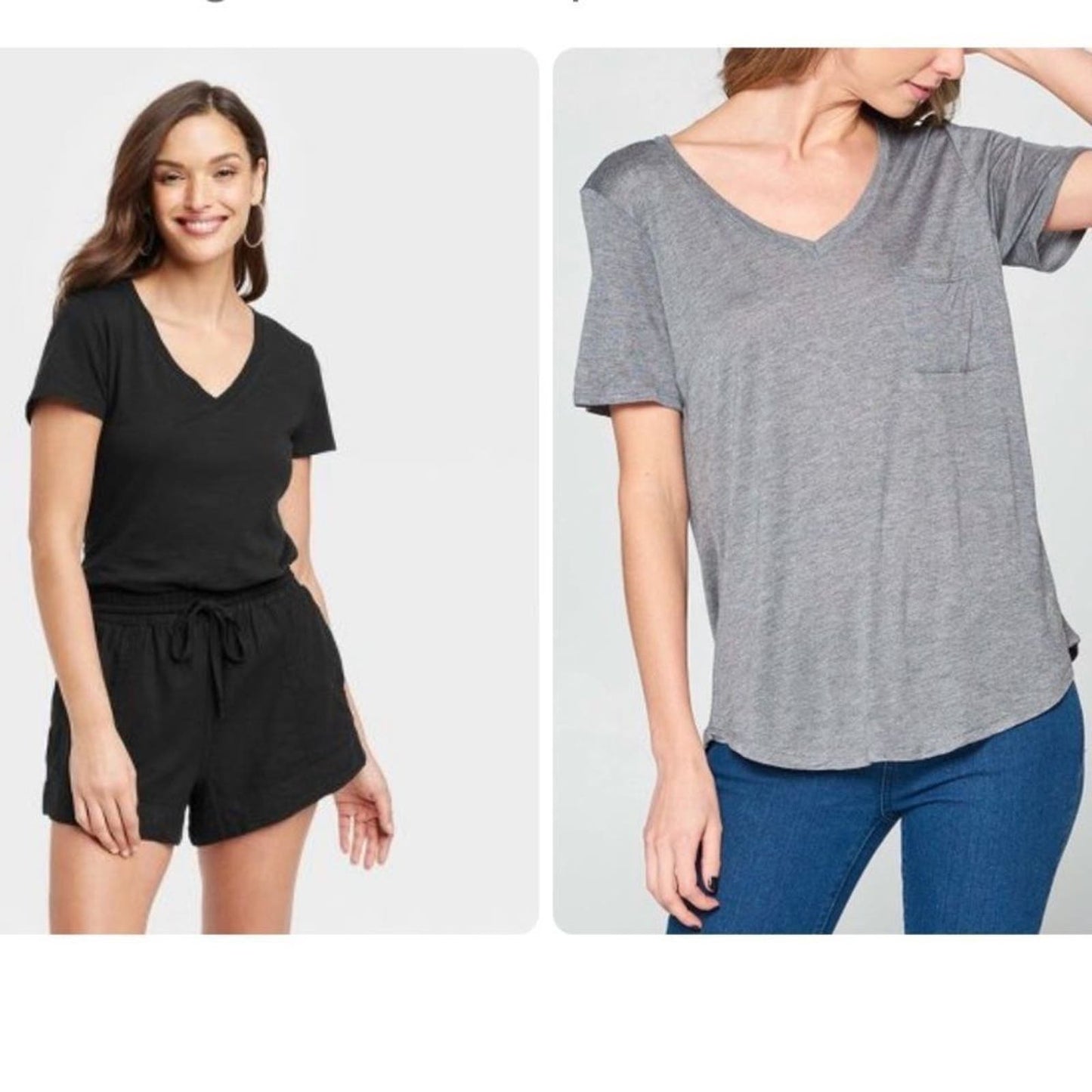 Set 2 grey/black short sleeve v-neck tees M