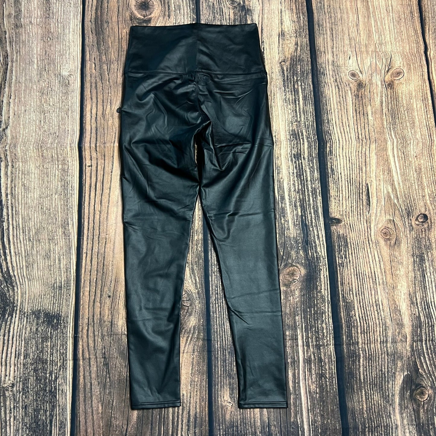 NWT Funktribe Women's Black Faux Leather Ankle Leggings Size Medium High-Waisted