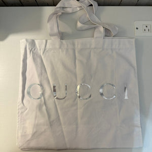 Gucci Tote Bag Womens Large White Logo Print Reusable Shopping Travel Bag