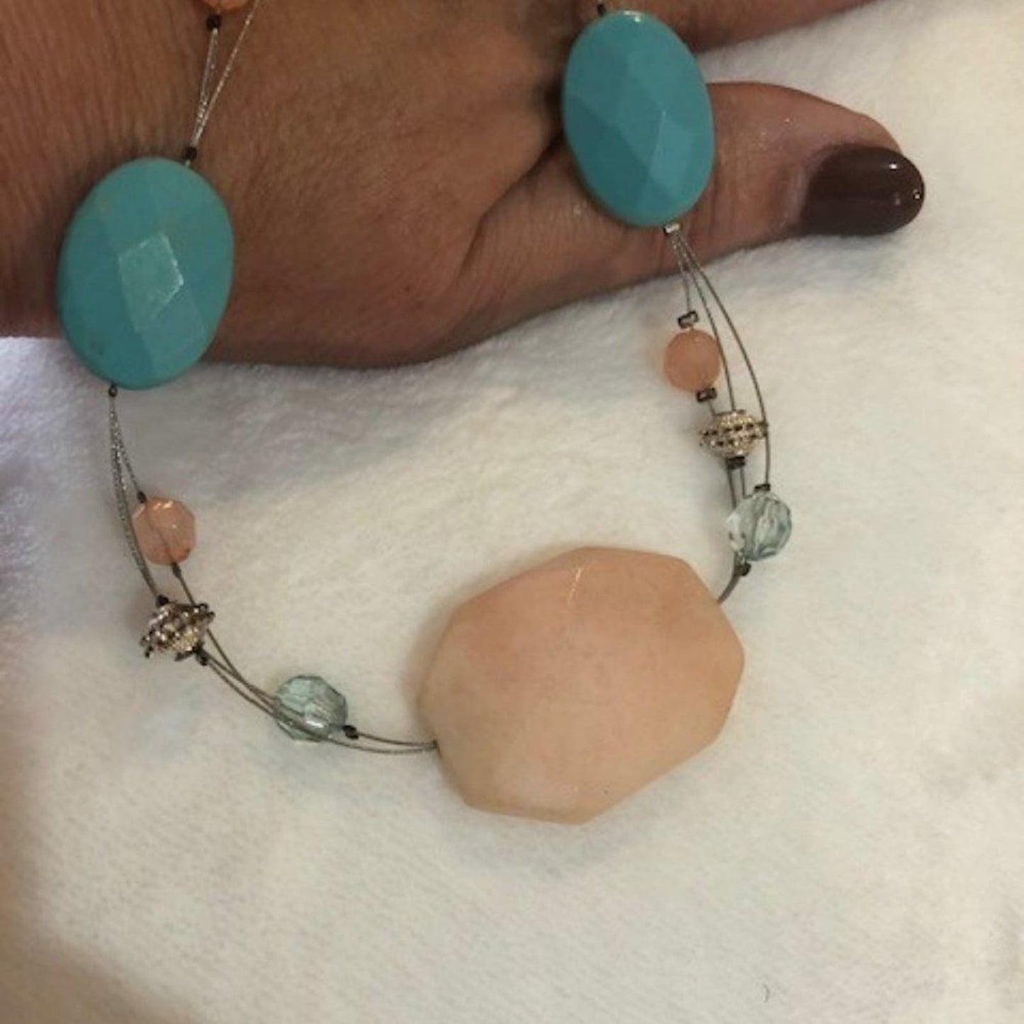 Pink turquoise chunky necklace