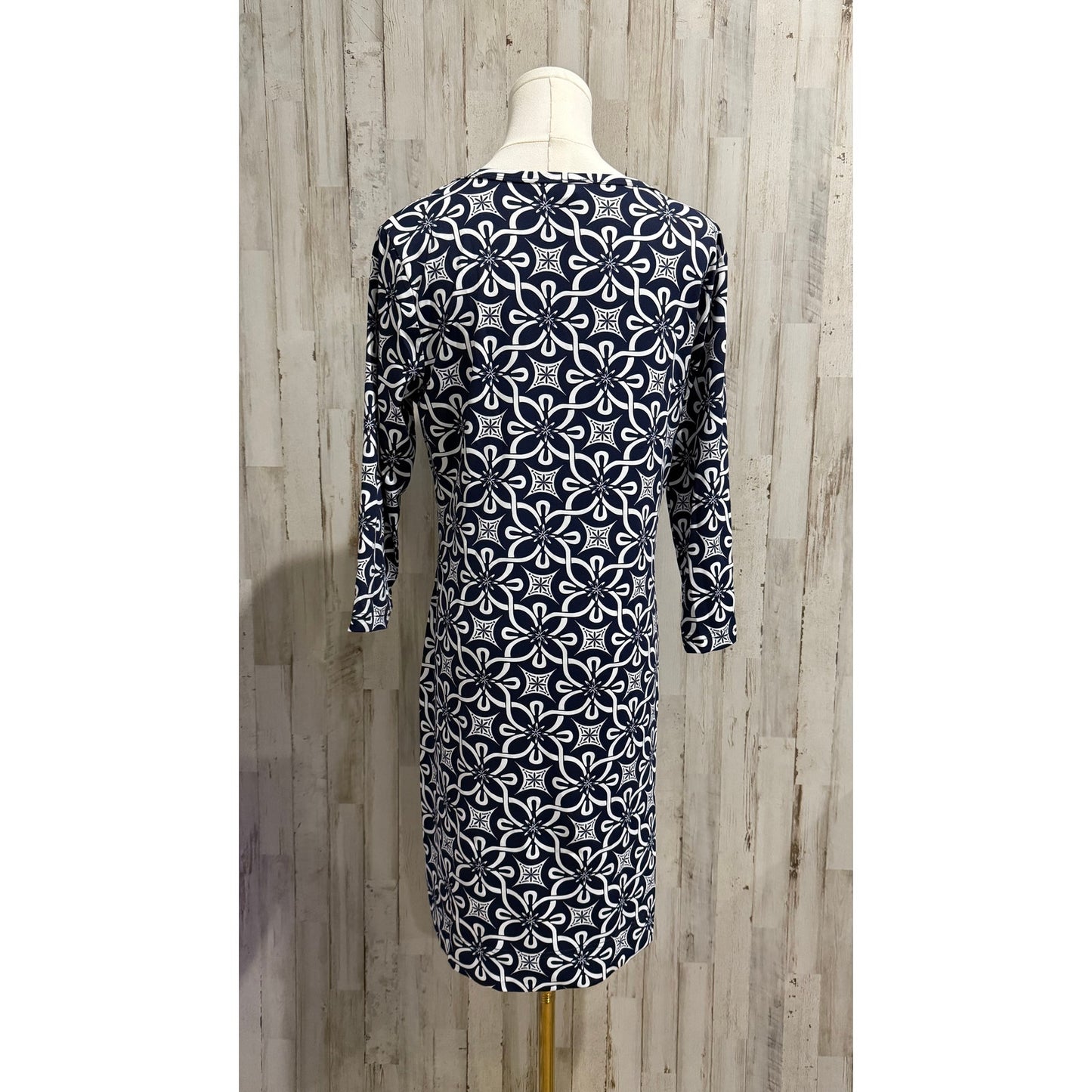 Lulu-B Women's Geometric Print Knee-Length Dress 3/4 Sleeve Size Medium