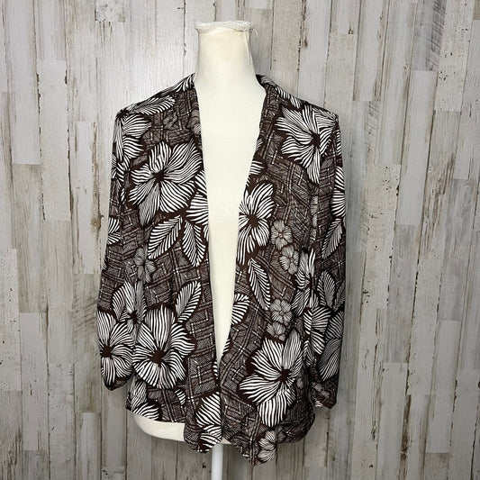 NWT Chico's Women's Cardigan Size 0 Brown Hawaiian Floral Long Sleeve