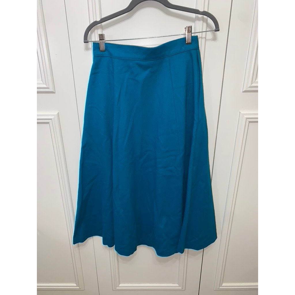 That's Me! Vintage Teal Wool Blend A-Line Midi Skirt Women’s Size 10