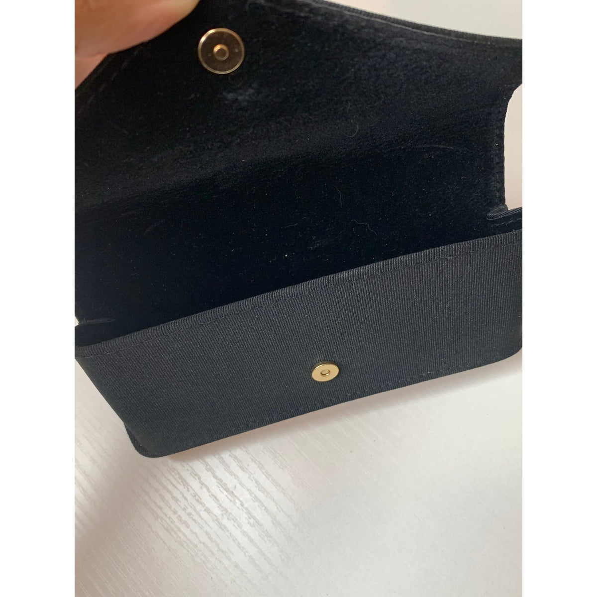 Dolce Gabbana Black Fabric Eyeglass Case Magnetic Snap Velvet Sunglasses Pouch