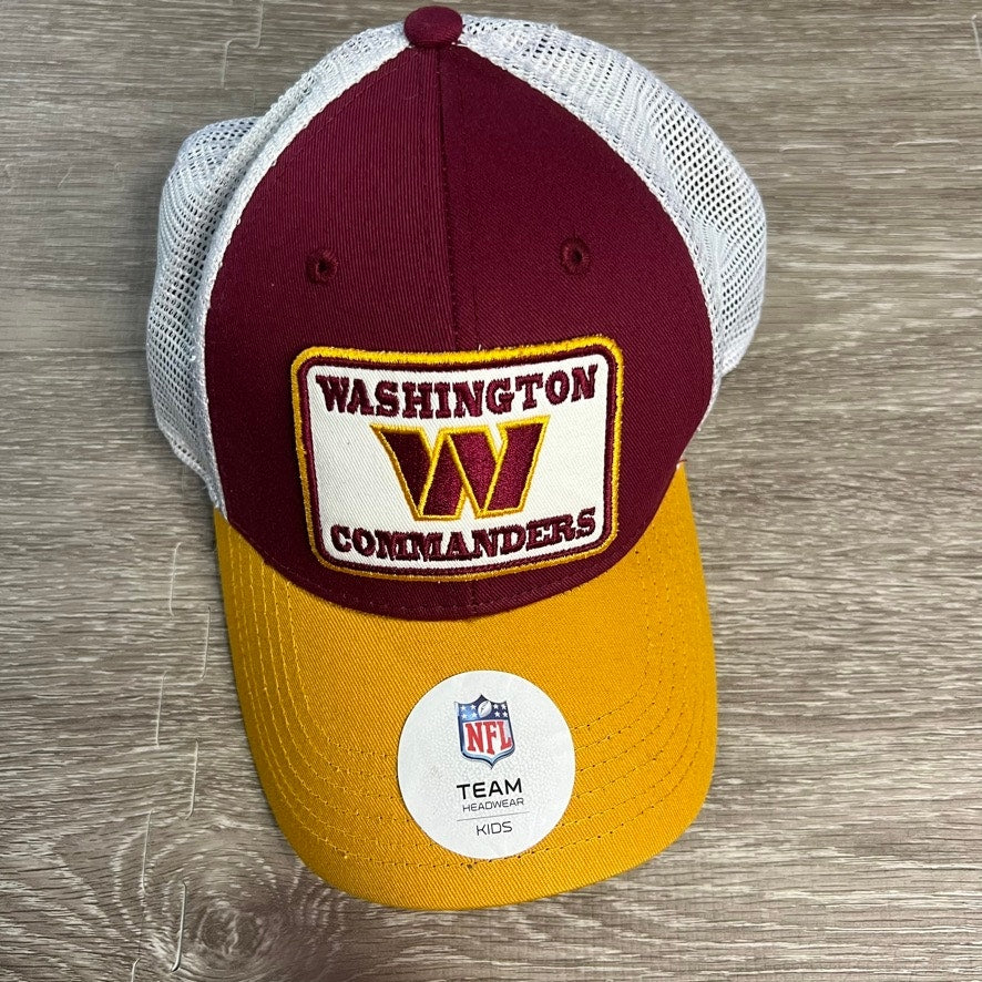 NWT Washington Commanders Kids Trucker Hat Burgundy Gold Snapback Cap