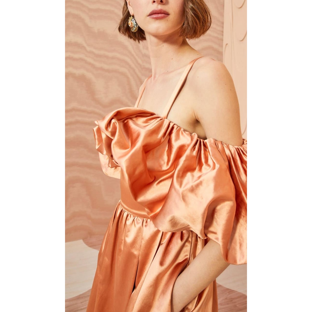 NWT Ulla Johnson Women's Lelita Off Shoulder Midi Dress Size 8 Copper