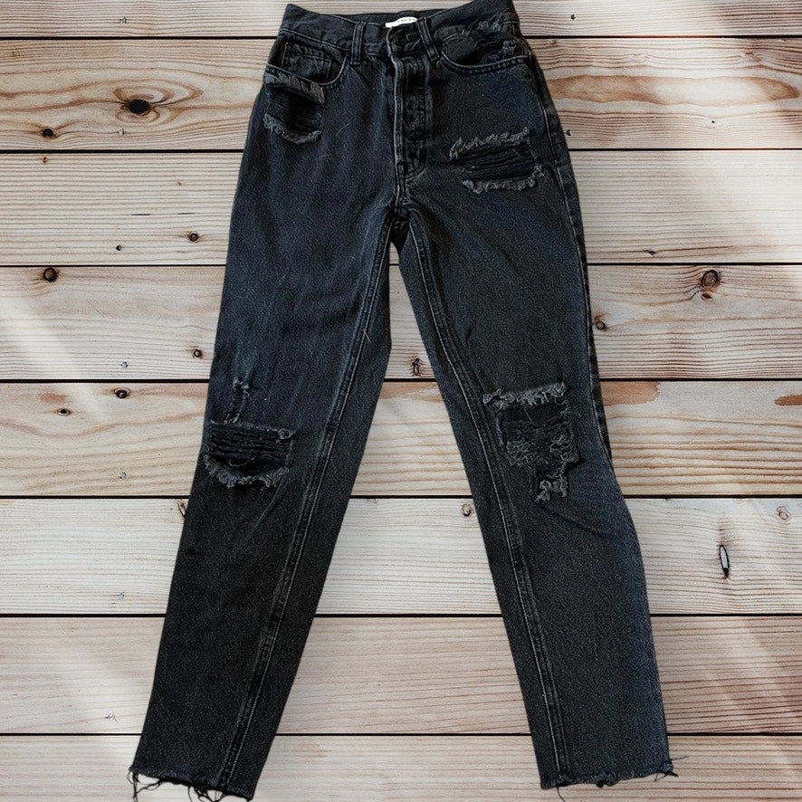 PacSun Women's Size 23 Black Distressed Ultra High Waisted Slim Jeans