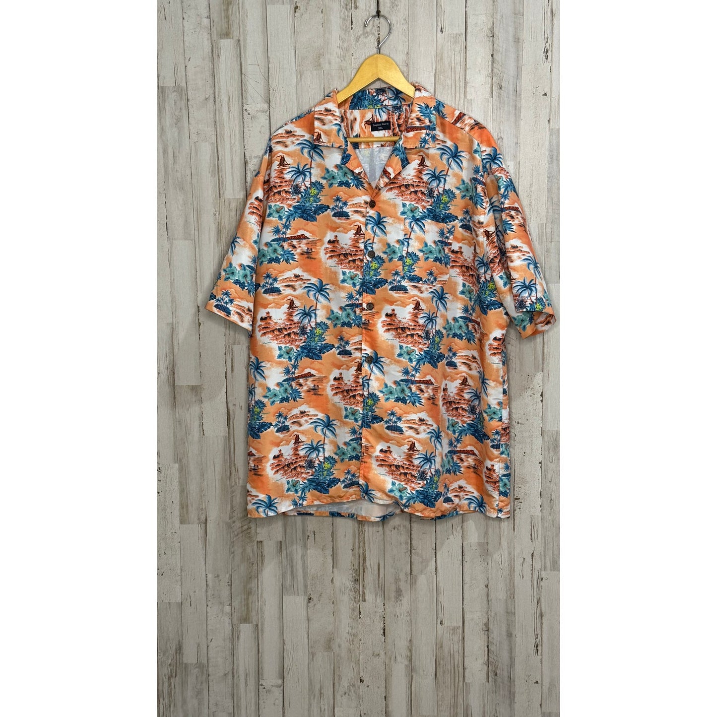 Tropical Storm Men's 3XL Hawaiian Shirt Orange Blue Beach Print Casual