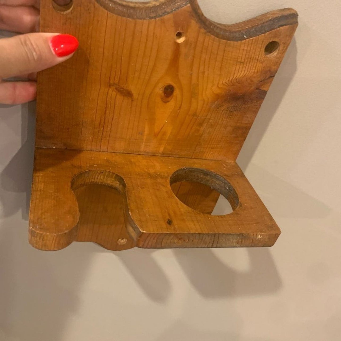 Solid Oak Wood Softball or Baseball Glove & Bat Wall Mount Holder