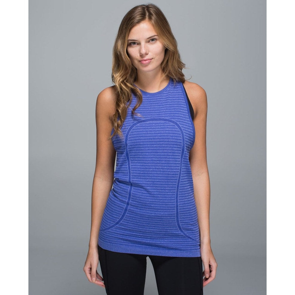 Lululemon Women's Swiftly Tech Racerback Tank Top Blue Striped Size 6