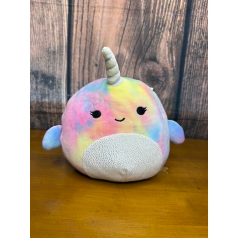 Squishmallows Navina the Narwhal 8" Plush Rainbow Tie Dye Toy